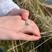 Wild Grasses Cubic Zirconia Ring in Meadow Enamel by Sheila Fleet Jewellery