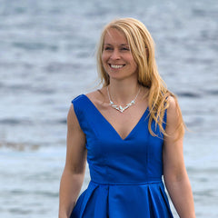 Seasons Gold Leaves Dress Necklace in Winter Enamel by Sheila Fleet Jewellery