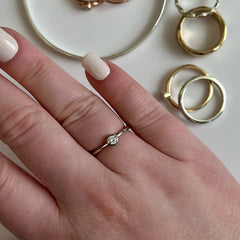 Contemporary 0.15ct Solitaire Diamond Ring in Platinum by Sheila Fleet Jewellery