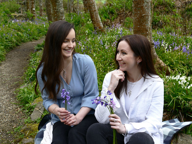 Leanne from our Kirk Gallery and Josie from our Edinburgh Gallery, both modelling Bluebell designs