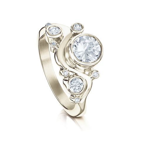 Super Cosmos Diamond Ring in 18ct White Gold by Sheila Fleet Jewellery