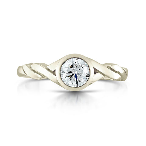 Celtic Twist 0.40ct Diamond Solitaire Ring in 18ct White Gold by Sheila Fleet Jewellery