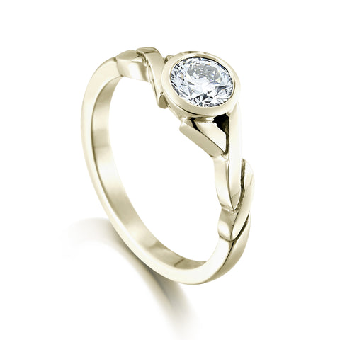 Celtic Twist 0.40ct Diamond Solitaire Ring in 18ct White Gold by Sheila Fleet Jewellery