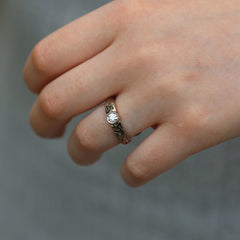 Celtic Knotwork Diamond Solitaire Ring in 18ct White Gold