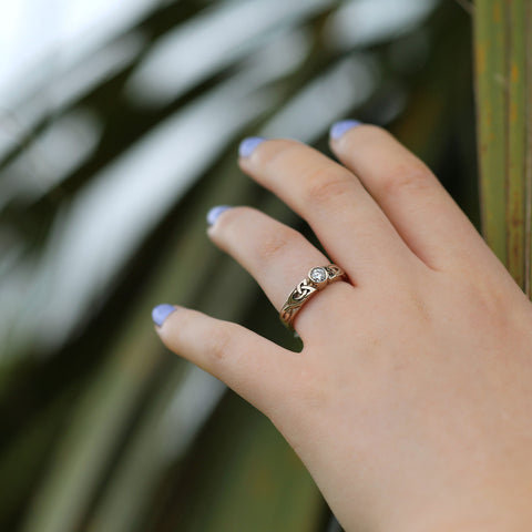 Celtic Knotwork Diamond Solitaire Ring in 18ct White Gold