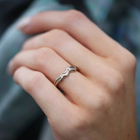 River Ripples Diamond Ring in 18ct White Gold by Sheila Fleet Jewellery