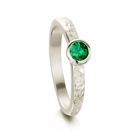 Matrix Emerald Ring in 18ct White Gold by Sheila Fleet Jewellery