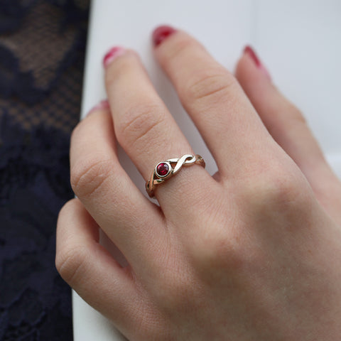 Celtic Twist Ruby Ring in 18ct White Gold by Sheila Fleet Jewellery