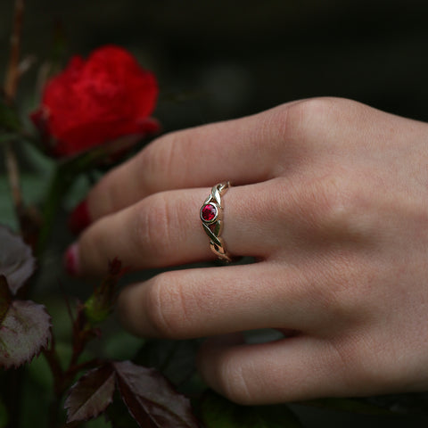 Celtic Twist Ruby Ring in 18ct White Gold by Sheila Fleet Jewellery