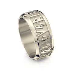 Runic Dress Ring in 18ct White Gold by Sheila Fleet Jewellery
