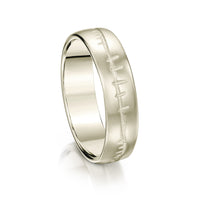 Ogham 6mm Oval Court Ring in 18ct White Gold by Sheila Fleet Jewellery