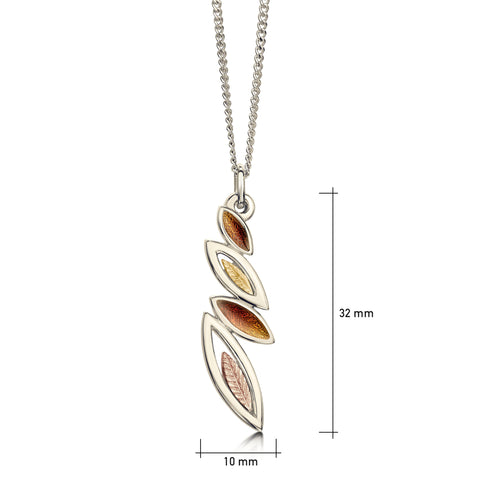 Seasons Autumn Enamel Small Pendant in 18ct White, Yellow & Rose Gold by Sheila Fleet Jewellery