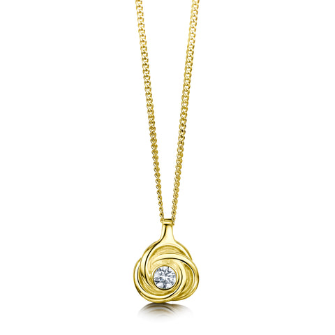 Reef Knot Small Diamond Pendant in 18ct Yellow Gold by Sheila Fleet Jewellery