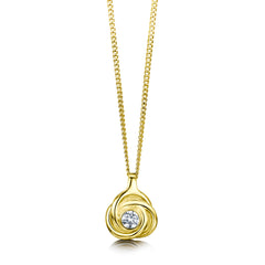 Reef Knot Small Diamond Pendant in 18ct Yellow Gold by Sheila Fleet Jewellery