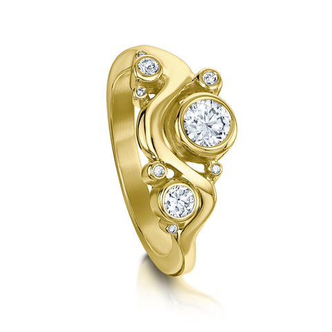 Cosmos Galaxy 9-diamond Ring in 18ct Yellow Gold by Sheila Fleet Jewellery