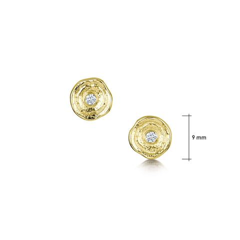 Lunar Diamond Petite Stud Earrings in 18ct Yellow Gold by Sheila Fleet Jewellery