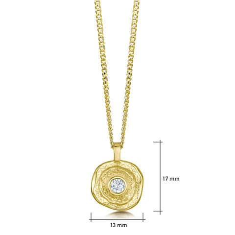 Lunar Diamond Small Pendant in 18ct Yellow Gold by Sheila Fleet Jewellery