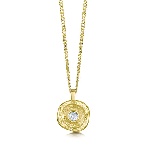 Lunar Diamond Small Pendant in 18ct Yellow Gold by Sheila Fleet Jewellery