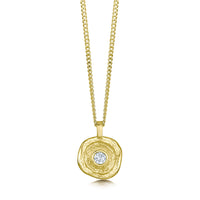 Lunar Diamond Small Pendant in 18ct Yellow Gold by Sheila Fleet Jewellery