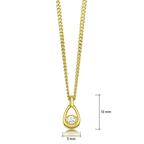 Arctic Stream Diamond Petite Droplet Pendant in 18ct Yellow Scottish Gold by Sheila Fleet Jewellery