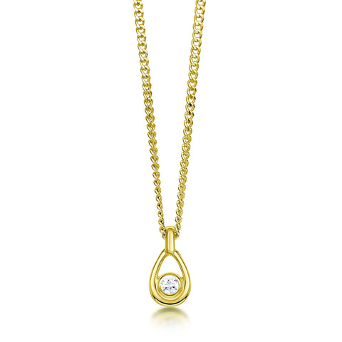 Arctic Stream Diamond Petite Droplet Pendant in 18ct Yellow Scottish Gold by Sheila Fleet Jewellery
