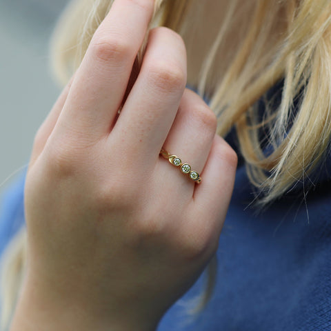 Celtic Trilogy Diamond Ring in 18ct Yellow Gold by Sheila Fleet Jewellery
