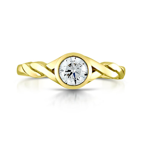Celtic Twist 0.40ct Diamond Solitaire Ring in 18ct Yellow Gold by Sheila Fleet Jewellery