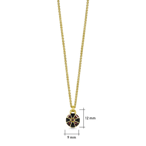 Kirkwall Ba' Small 18ct Yellow Gold Black Diamond Pendant in Dark Tan Enamel by Sheila Fleet Jewellery