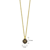 Kirkwall Ba' Small 18ct Yellow Gold Black Diamond Pendant in Dark Tan Enamel by Sheila Fleet Jewellery