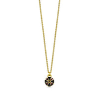 Kirkwall Ba' Small 18ct Yellow Gold Black Diamond Pendant in Dark Tan Enamel by Sheila Fleet Jewellery