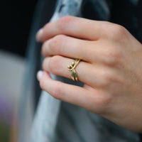 New Wave 18ct Yellow Gold Diamond Ring in Ocean Enamel by Sheila Fleet Jewellery