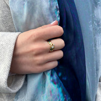 New Wave ‘Ocean’ Enamel Diamond Ring Set in 18ct Yellow Gold