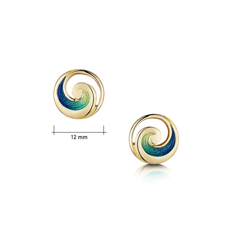 Pentland Enamel Small Stud Earrings in 18ct Yellow Gold by Sheila Fleet Jewellery