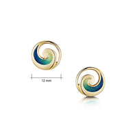 Pentland Enamel Small Stud Earrings in 18ct Yellow Gold by Sheila Fleet Jewellery
