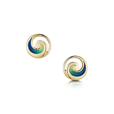 Pentland Enamel Small Stud Earrings in 18ct Yellow Gold by Sheila Fleet Jewellery