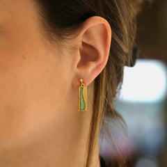 Island Panorama 18ct Yellow Gold Drop Earrings in Shallows Enamel by Sheila Fleet Jewellery