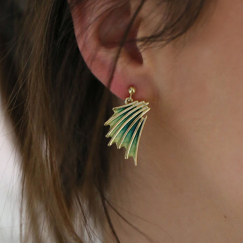 Cascade Enamel Drop Earrings in 18ct Yellow Gold by Sheila Fleet Jewellery