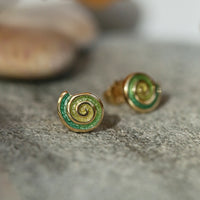 Skara Spiral Small Stud Earrings in 18ct Yellow Gold by Sheila Fleet Jewellery