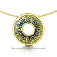 Runic 18ct Yellow Gold Necklace in Ocean Enamel by Sheila Fleet Jewellery