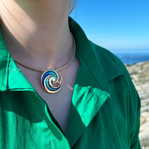 Pentland Enamel Necklace in 18ct Yellow Gold by Sheila Fleet Jewellery