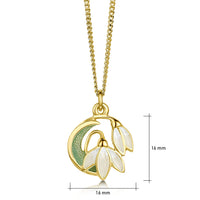 Snowdrop 2-flower 18ct Yellow Gold Pendant in Opal White Enamel by Sheila Fleet Jewellery