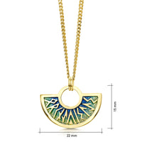 Runic 18ct Yellow Gold Pendant in Ocean Enamel