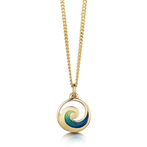 Pentland Enamel Small Pendant Necklace in 18ct Yellow Gold by Sheila Fleet Jewellery