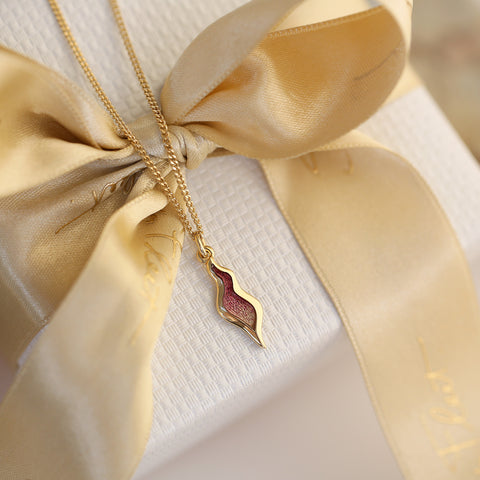 18ct Gold River Ripples Small Pendant Necklace in Passion Pink Enamel by Sheila Fleet Jewellery