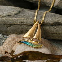 Orkney Yole Enamel Pendant in 18ct Yellow Gold by Sheila Fleet Jewellery