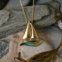 Orkney Yole Enamel Pendant in 18ct Yellow Gold by Sheila Fleet Jewellery