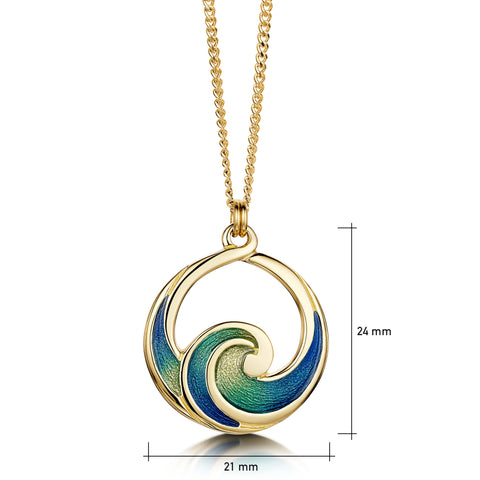 Pentland Enamel Pendant Necklace in 18ct Yellow Gold