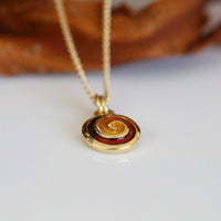 Skara Spiral 18ct Yellow Gold Pendant in Fire Enamel by Sheila Fleet Jewellery