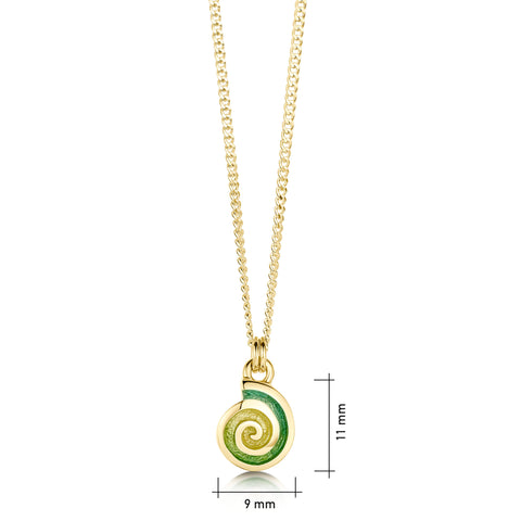 Skara Spiral 18ct Yellow Gold Pendant in Shallows Enamel by Sheila Fleet Jewellery