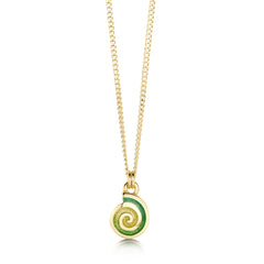 Skara Spiral 18ct Yellow Gold Pendant in Shallows Enamel by Sheila Fleet Jewellery
